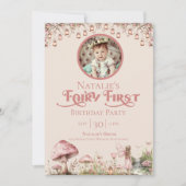 Invitation Fairy Premier thème Fille 1er anniversaire de fête (Devant)