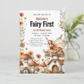 Invitation Fairy Premier thème Fille 1er anniversaire fête (Debout devant)