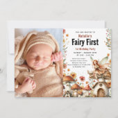 Invitation Fairy Premier thème Fille 1er anniversaire fête (Devant)