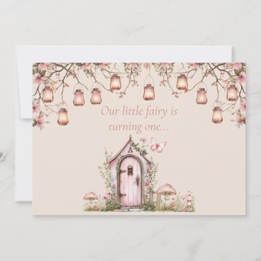 Invitation Fairy Premier thème Fille 1er anniversaire fête Pe (Dos)