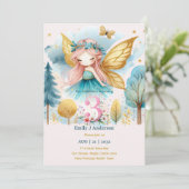Invitation Fairy Princess 3e anniversaire TROIS Pink Fairycor (Debout devant)