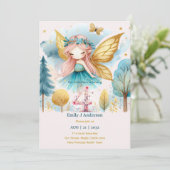 Invitation Fairy Princess 4E Anniversaire FOUR Pink Fairycore (Debout devant)