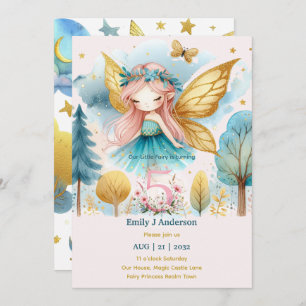 Invitation Fairy Princess 5E Anniversaire FIVE Pink Fairycore