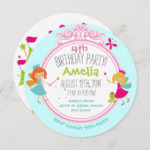 Invitation Fairy Princess Birthday Circle (Devant / Derrière)
