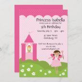 Invitation Fairy Princess Castle Anniversaire (Devant / Derrière)