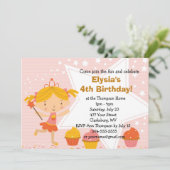 Invitation Fairy Princess Cupcake fête d'anniversaire (Debout devant)