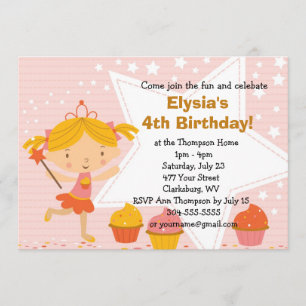Invitation Fairy Princess Cupcake fête d'anniversaire