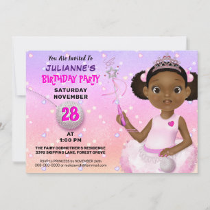 Invitation Fairy Princess d'Amérique africaine Anniversaire