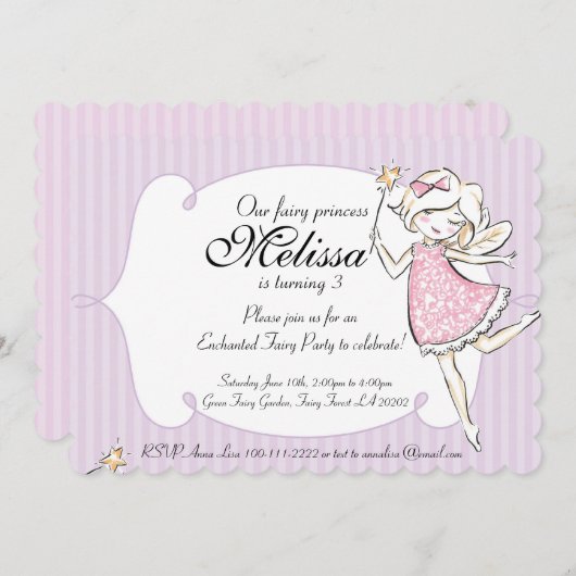 Invitation Fairy Princess Enchanted (Devant / Derrière)