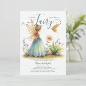 Invitation Fairy Princess Enchanted Emerald Baby Girl Douche (Debout devant)