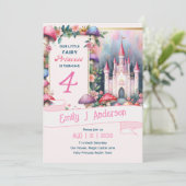 Invitation Fairy Princess fête d'anniversaire Pink Fairycore (Debout devant)