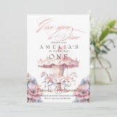 Invitation Fairy Princess Flower Pink fête d'anniversaire 1er (Debout devant)