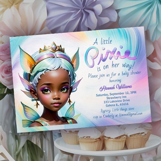 Invitation Fairy Princess Magique Pixie Baby shower africain