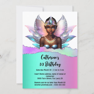 Invitation Fairy princess melanin   ailes magiques irisées