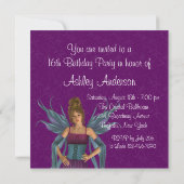 Invitation Fairy Princess Purple Turquoise Sweet 16 Party (Dos)