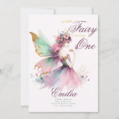 Invitation Fairy Princesse 1er anniversaire ou EDIT AGE Or Tu (Devant)