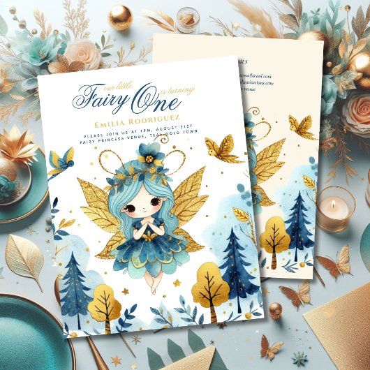 Invitation Fairy Princesse 1er anniversaire ou EDIT AGE Or Tu
