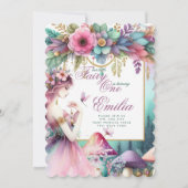 Invitation Fairy Princesse 1er anniversaire ou EDIT AGE Or Tu (Devant)
