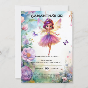 Invitation Fairy princesse enchanté jardin whimsical filles