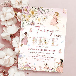 Invitation Fairy Princesse Fleur sauvage colorée 5e anniversa