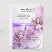 Invitation Fairy princesse mythique violet thème conte de fée (Devant)