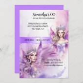 Invitation Fairy princesse mythique violet thème conte de fée (Devant / Derrière)