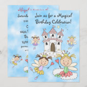 Invitation Fairy Princesses et Château Anniversaire Invitatio (Devant / Derrière)