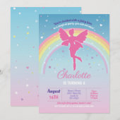 Invitation Fairy Rainbow Party Anniversaire des fées magiques (Devant / Derrière)