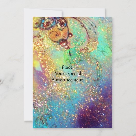 Invitation FAIRY RÊVER SUR UNE FLEURS ROUGE bleu jaune, vert (Dos)