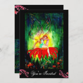 Invitation FAIRY RÊVER SUR UNE FLEURS ROUGE noir jaune vert (Devant / Derrière)