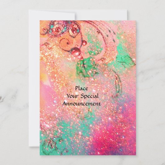 Invitation FAIRY RÊVER SUR UNE FLEURS ROUGE rose jaune vert (Dos)