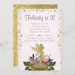 Invitation Fairy Sparkly Floral