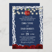 Invitation Fairy Tale Blanche neige Princesse Mariage bleu ma (Devant / Derrière)