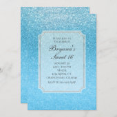 Invitation Fairy Tale Blue Parties scintillant Sweet 16 Invit (Devant / Derrière)