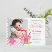 Invitation Fairy Tale Castle Rose Princesse Photo Anniversair (Debout devant)