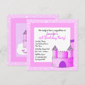 Invitation Fairy Tale Castle Theme Child Birday - Pink (Devant / Derrière)