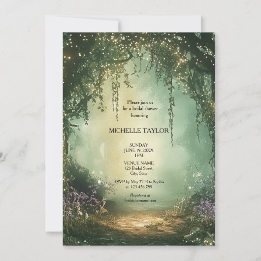 Invitation Fairy Tale Enchanted Forest Élégant Floral Bridal (Devant)