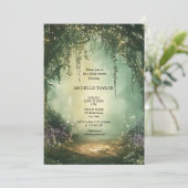 Invitation Fairy Tale Enchanted Forest Élégant Floral Bridal (Debout devant)