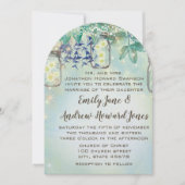 Invitation Fairy Tale Forest Blue Green Mason Jar Mariage (Devant)