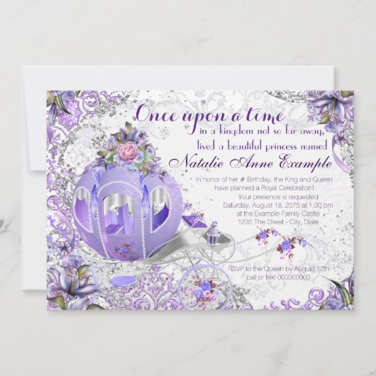 Invitation Fairy Tale Il était une fois fête d'anniversaire (Devant)