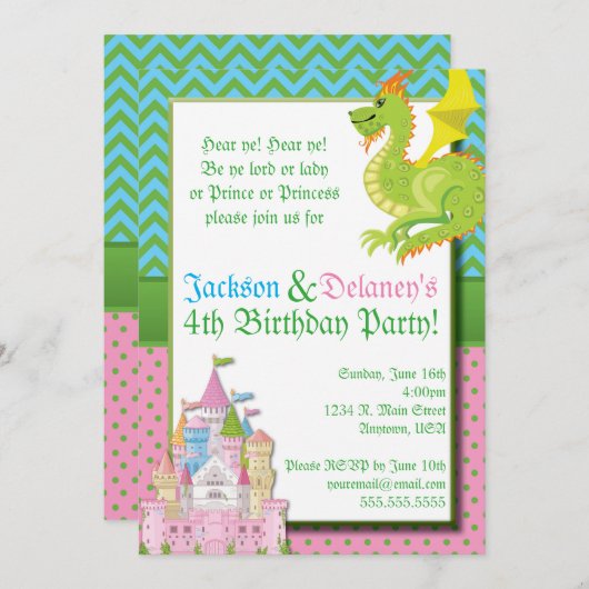 Invitation Fairy Tale Party (Devant / Derrière)