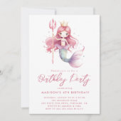 Invitation Fairy Tale Petite Sirène rose Anniversaire (Devant)
