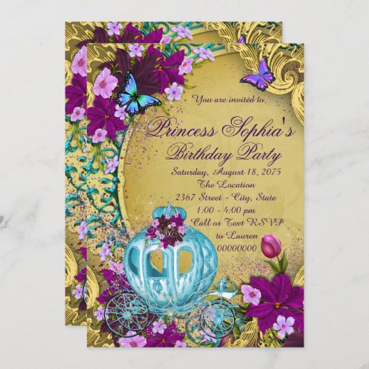 Invitation Fairy Tale Princess (Devant / Derrière)