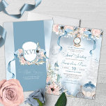 Invitation Fairy Tale Princess Cinderella Sweet 16 Anniversai<br><div class="desc">Cette belle élégante invitation à conte de fées invitation vos invités avec un thème de Cendrillon, avec un château, belle botanique rose et bleu floral, une glissière en verre manquante et l'invité d'honneur dans une robe de bal magnifique. Tout le texte est entièrement personnalisable et peut être modifié selon vos...</div>