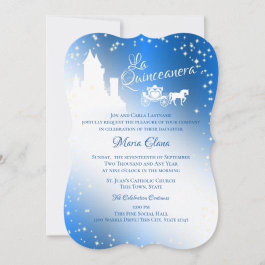 Invitation Fairy Tale Quinceanera Sapphire Sparkle Castle Inv (Devant)
