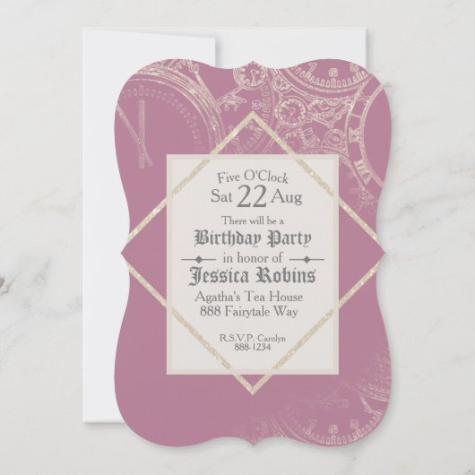 Invitation Fairy Tale Thème Parties scintillant blanche Encha (Dos)