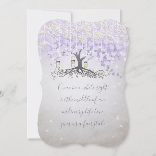 Invitation Fairy Tale Ultra Violet Heart Leaf Mariage Arbre (Dos)