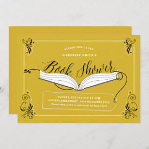 Invitation Fairy Tale Yellow Gold Baby shower Livre Douche