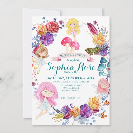 Invitation Fairy Theme Party (Devant)