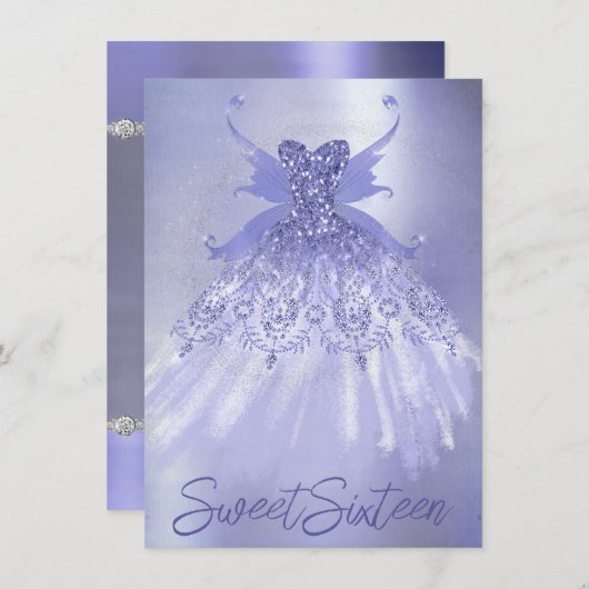 Invitation Fairy Wing Lavender Gown | Fleur d'iridescente vio (Devant / Derrière)